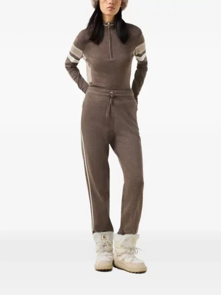 Pantaloni Bogner cu dungi tricotate maro