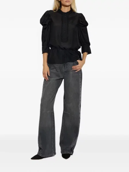 Top Munthe cu volane cu cordon negru