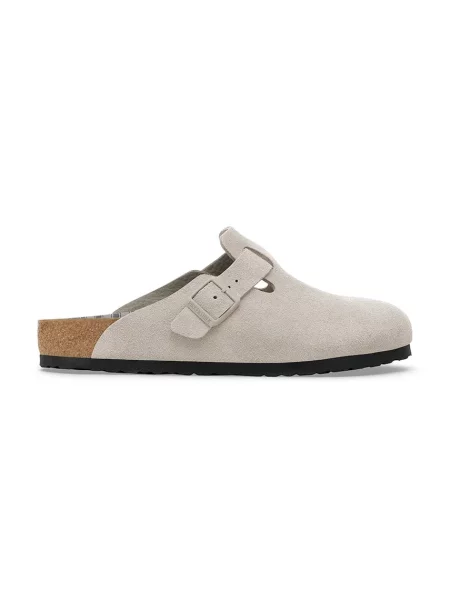 Велурени чехли Birkenstock Boston Varsity сиво