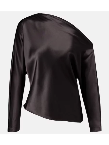 Satynowy top The Sei na jednym ramieniu szary