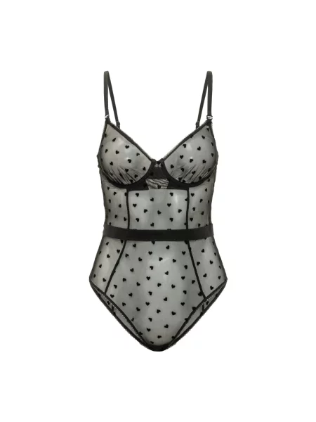 Koszulka Fiorucci tiulowa w serca czarna