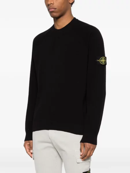 Megztinis Stone Island apvaliu kaklu akmenys juoda