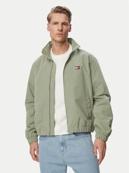 Tommy Jeans Prehodna jakna Essential zelena
