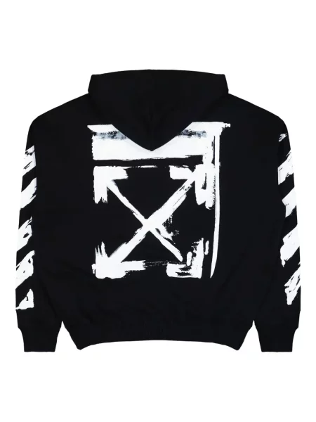 Hanorac cu glugă Off-white cu imagine alb