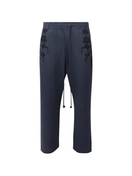 Pantaloni Baziszt cu model floral albastru