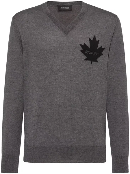 Pulover Dsquared2 cu decolteu în V gri