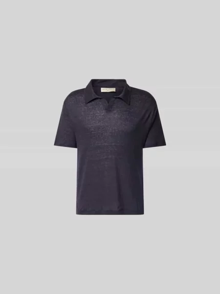 Koszulka polo o kroju regular fit z czystego lnu Officine Generale granatowa