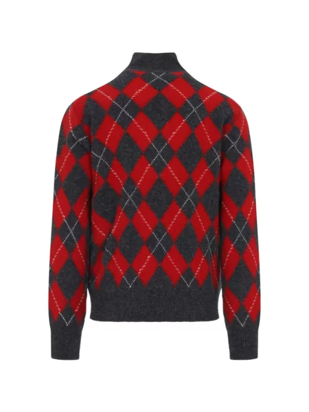 Pulover Ami Paris cu model argyle gri