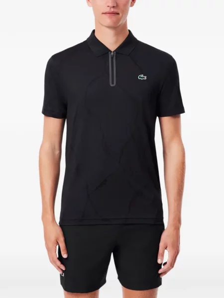 Τένις polo Lacoste ζακάρ μαύρο