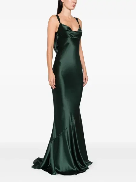 Maksi sukienka maxi Retrofete z falbankami garniturowa zielona