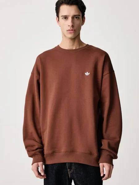 Adidas Originals mikina s bavlnou Trefoil Essentials hnědá