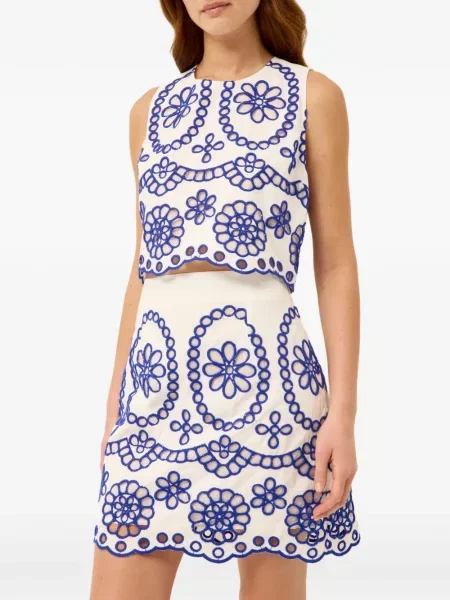 Top Marie Oliver cu broderie alb