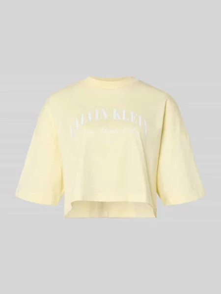 T-shirt o krótkim kroju z nadrukiem z logo Calvin Klein Jeans