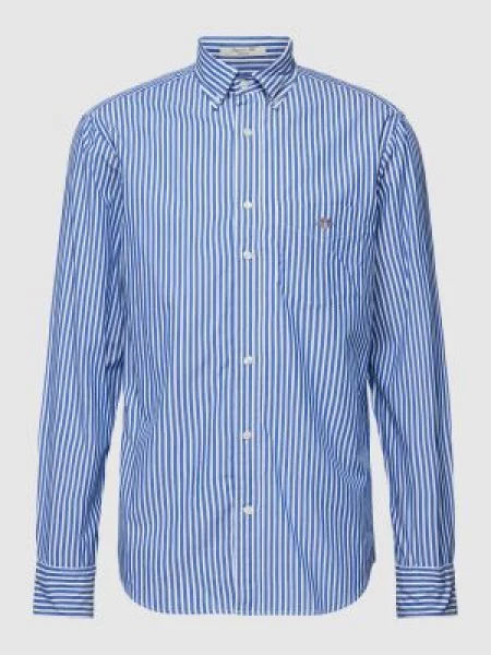 Koszula casualowa o kroju regular fit ze wzorem w model ‘POPLIN’ Gant niebieska