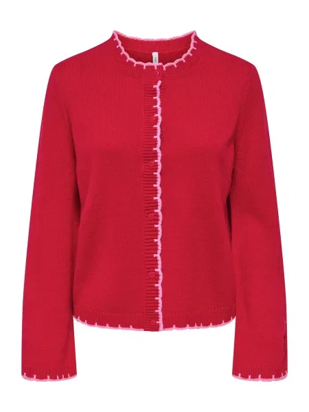 ONLY Geacă tricotată ONLLINN roz / cireș roșu