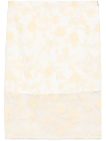 Osłona spódnica ołówkowa Rotate Birger Christensen w kwiatki z koralikami żółta