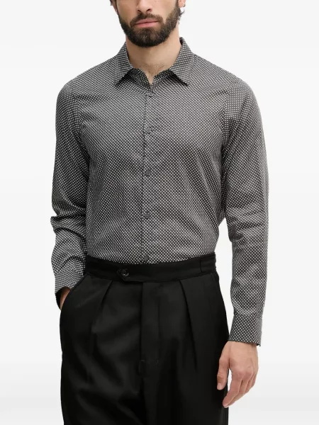 Lung cămașă Armani Exchange cu imagine cu imprimeu geometric gri