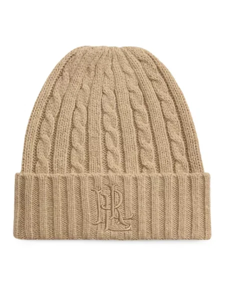 Lauren Ralph Lauren czapka beanie z wełną beżowa