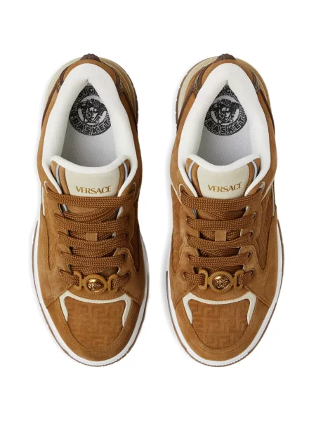 Sneakerși Versace din piele de căprioară maro