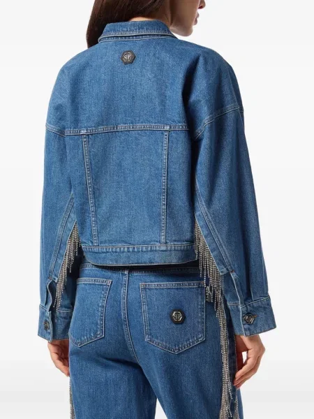 Geacă de blugi Philipp Plein de cristal albastru