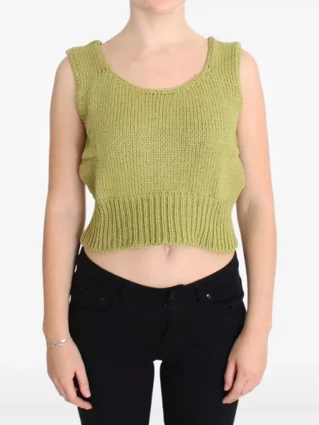 Decupat top Pink Memories fără mâneci verde