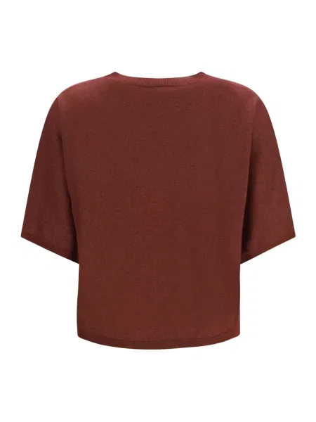 Sweter Brunello Cucinelli z krótkim rękawem brązowy
