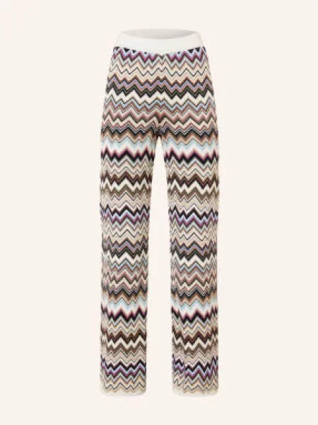 Missoni Pletené Kalhoty krémová / růžová / tmavě modrá