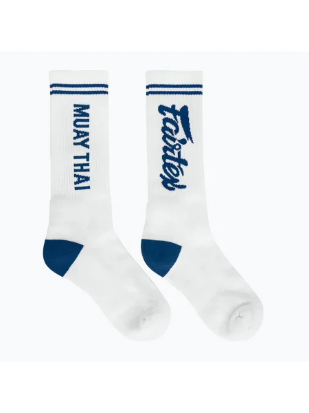 Fairtex "Muay Thai" zokni fehér/kék. Méret: EU fehér