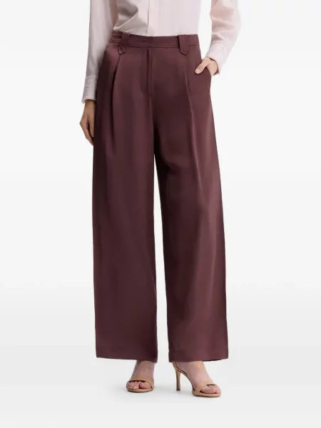 Pantaloni Shanghai Tang plisate cu picior lat roz
