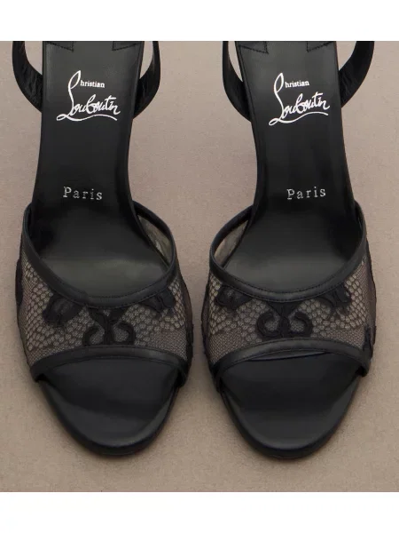Kožené sandále Christian Louboutin s otvorenou pätou čierna