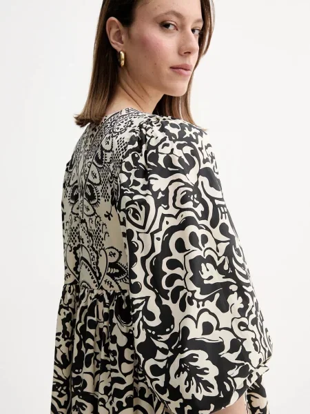 Weekend Max Mara sukienka beżowy midi rozkloszowana czarna