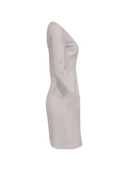 Lung rochie midi Boss cu decolteu rotund alb