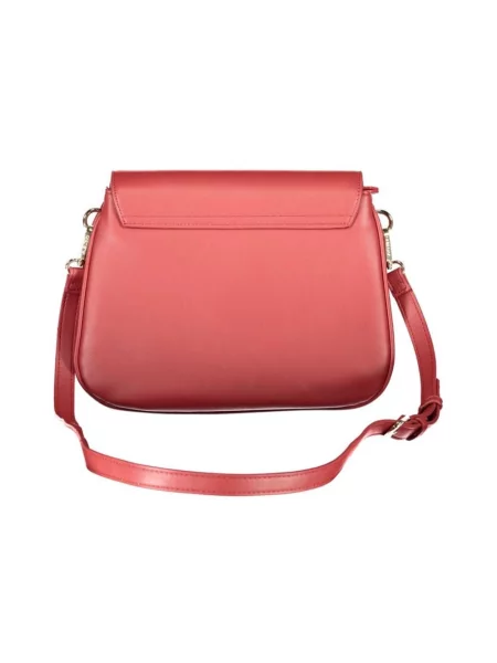 Lniana torebka Valentino By Mario Valentino z logo czerwona