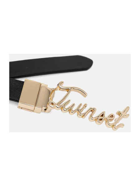 Pasek Twinset z logo dwustronny czarny