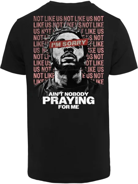 Mister Tee Majica Nobody Praying brusnica / temno rdeča / črna bela