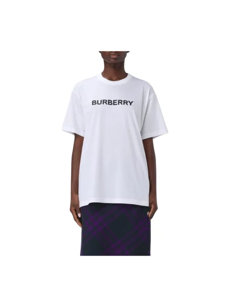 Koszulka Burberry z logo ze sznurkiem klasyczna biała