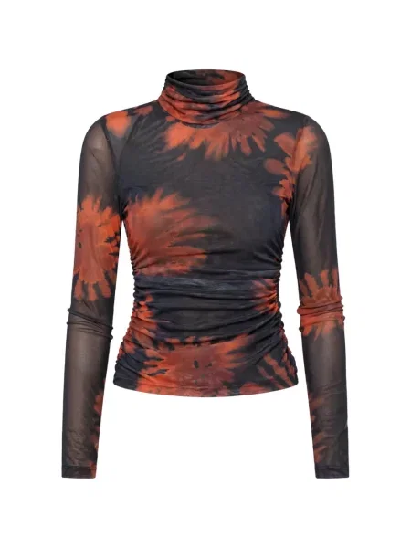 Top Jbq cu model floral cu imagine negru