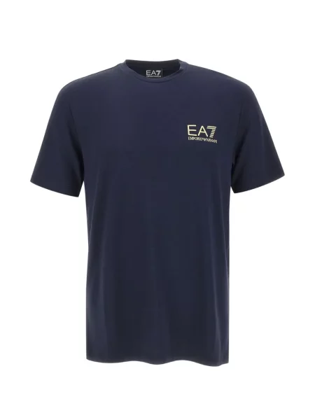 Tricou Ea7 Emporio Armani scurt cu autograf albastru