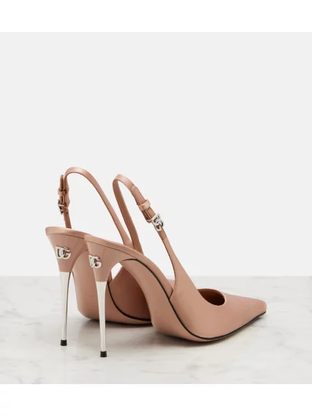 Pantofi cu toc Dolce&gabbana din satin slingback roz
