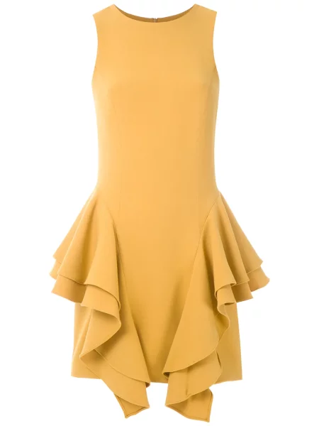 Sukienka bez rękawów Olympiah bez rękawów z falbankami garniturowa żółta