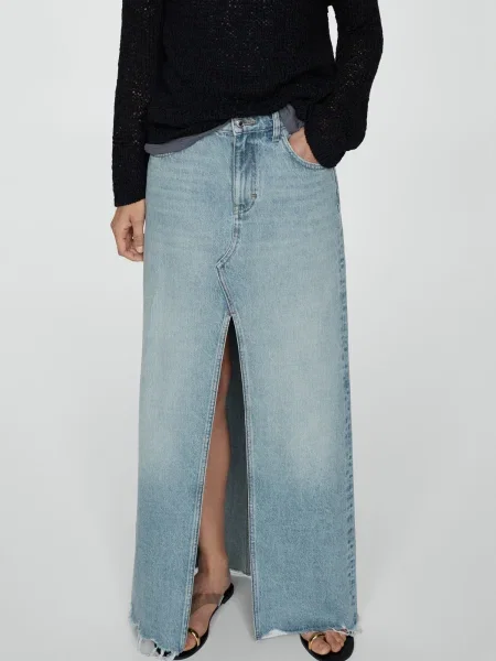 MANGO Fustă Amaia denim albastru