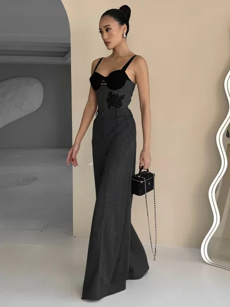 Штани палаццо Jadone Fashion Bruki_Kendi_gr графіт поліестер/акрил