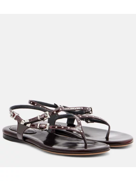 Chiloți tanga Chloé din piele cu tepi