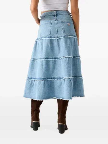 Fustă midi Guess albastru