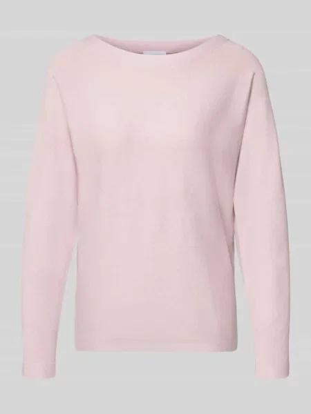 Sweter z dzianiny z mieszanka z okrągły dekolt Comma różowy