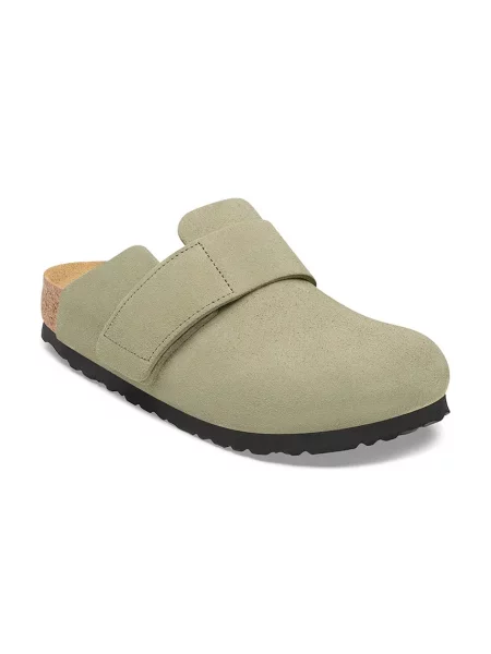 Klapki Birkenstock skórzane zielone
