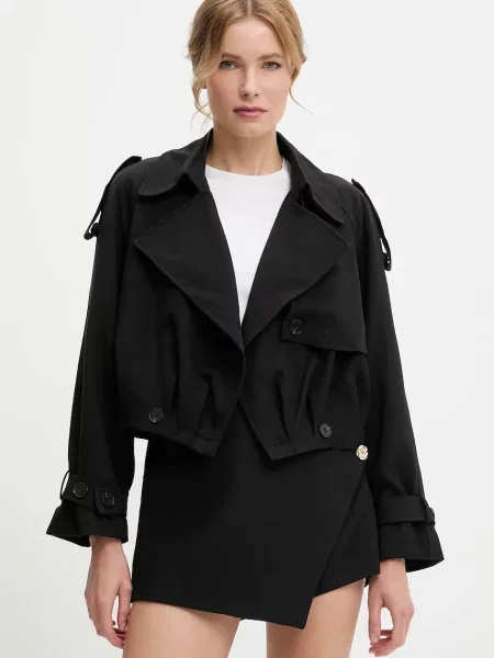 Яке Answear Lab с двуредно закопчаване с изчистен дизайн черно