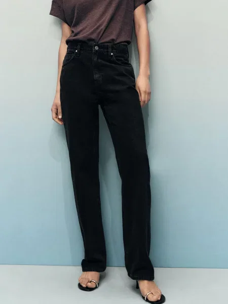 Прямі джинси MANGO темно-сірий сірі