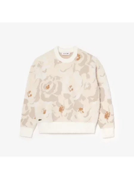 Lacoste Sweter Z Dzianiny Żakardowej W Kwiaty