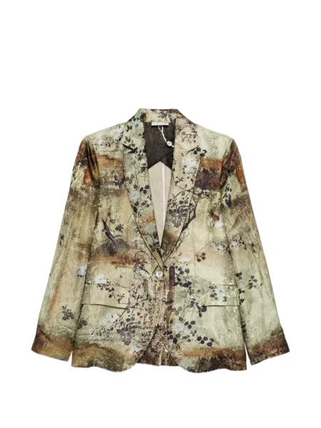 Geacă Pierre-louis Mascia cu model floral cu imagine din jacard verde